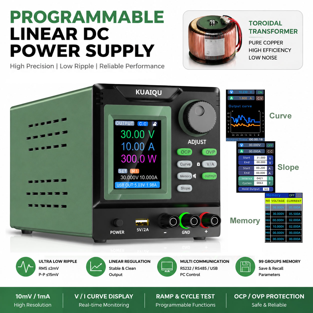 Programmable Linear Dc Power Supply 30V 10A - Alimentation électrique linéaire à courant continu
